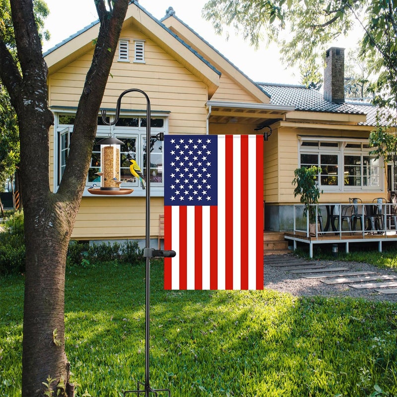Akeydeco Garden Flag Stand and Shepherd Hook 48 Inch Garden Flag Pole Holder with one Tiger Clip and two Spring Stoppers for Bird-Feeder Lantern Plant-Hook Garden-Stake Seasonal Flags - Image 2